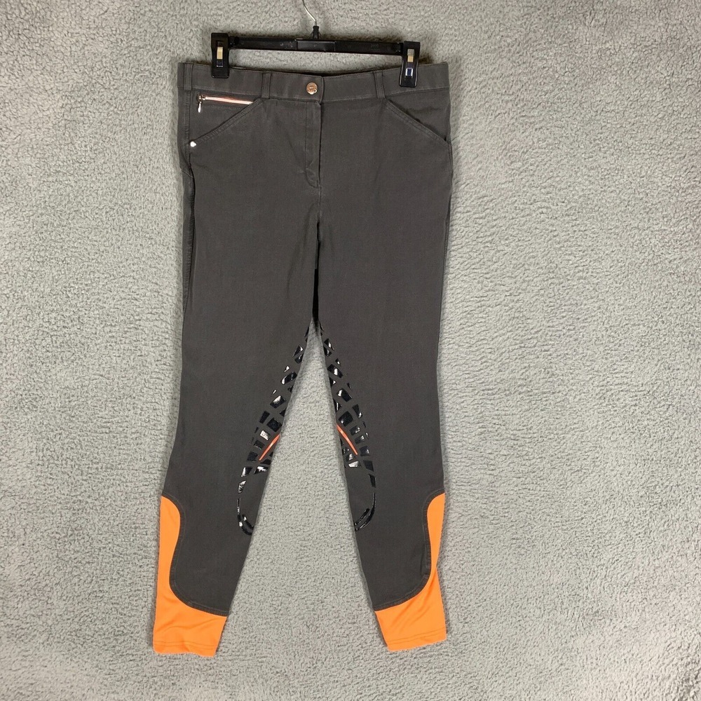 Schockemohle Libra Grip Breeches Pants Womens 30R Gray Knee Grip Riding $200
